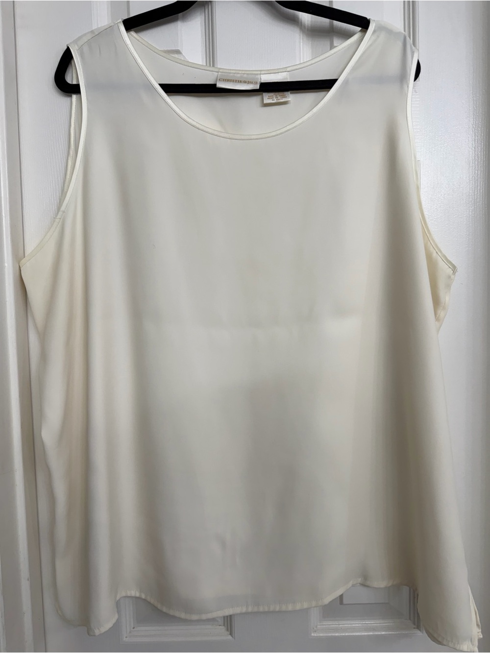 7154 Christie & Jill Cream Sleeveless Satin Camisole Size 22W Plus Top